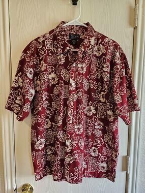 Duck Head Men's Burgundy Red Hawaiian Button-Down Shirt